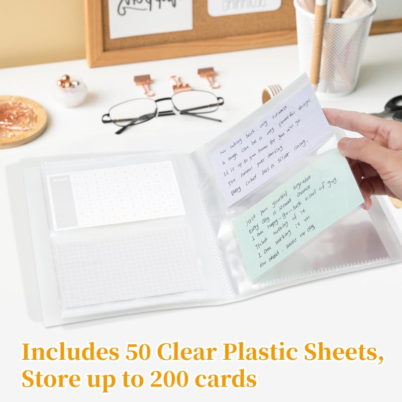 Jactales Large 5x7 Index Card Holder Binder with Clear Plastic Sleeves - 200 Pocket Card Organizer for Indexcards  Flashcards  Postcards  Recipe Cards  Photos  and Study Notes - Small Storage Album - Image 4